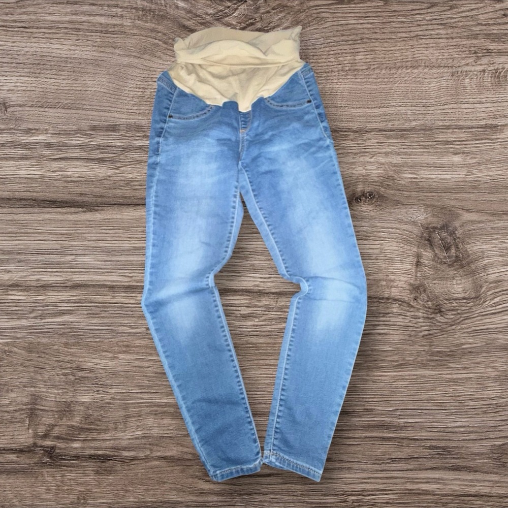 a:glow Maternity Skinny Jeans Size 2 Light Wash Full Panel Stretch Denim